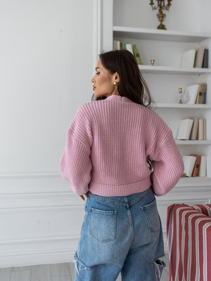Willa Cropped Cardigan – Pink