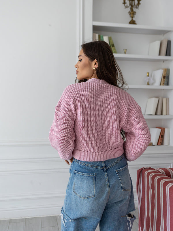 Willa Cropped Cardigan – Pink