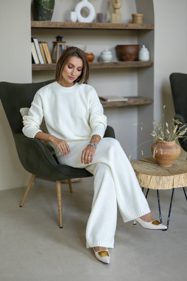 Anouk Knit Lounge Set – Milk White