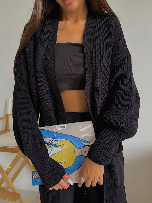 Selene Longline Cardigan – Black
