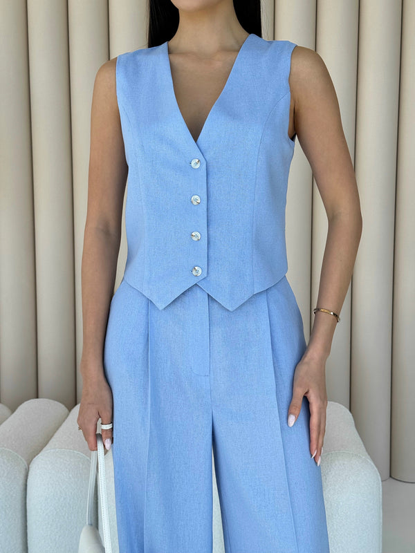 Blanche Waistcoat & Trouser Suit – Blue