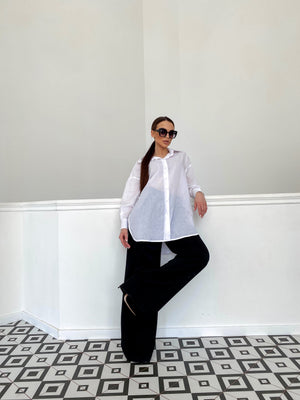Émilie Oversized Cotton Shirt – White
