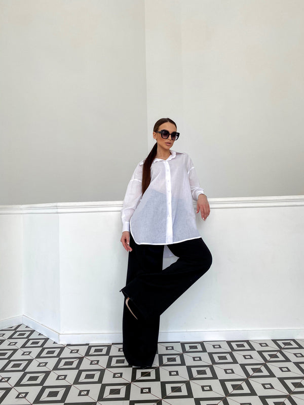 Émilie Oversized Cotton Shirt – White