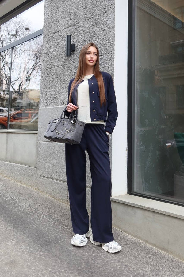 Solene Knit Lounge Set – Blue