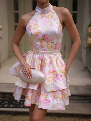 Ambroisine Floral Halter Mini Dress