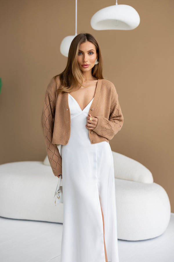 Jacinthe Fine Knit Cardigan – Camel