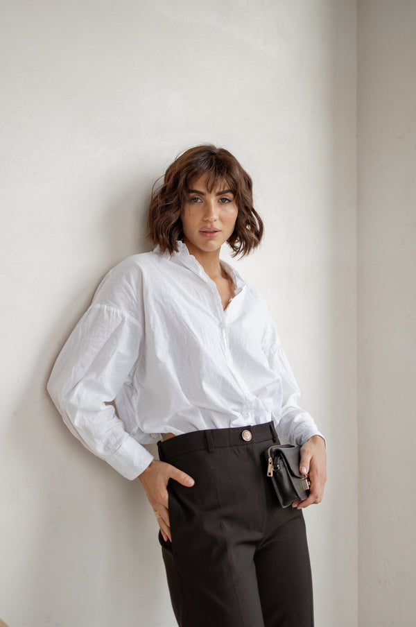 Émilie Oversized Cotton Shirt – White