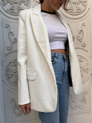 Hermine Oversized Longline Blazer – White