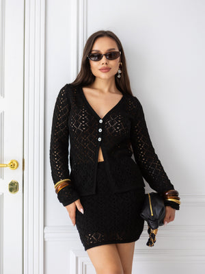 Delphine Lace Top & Shorts Set – Black