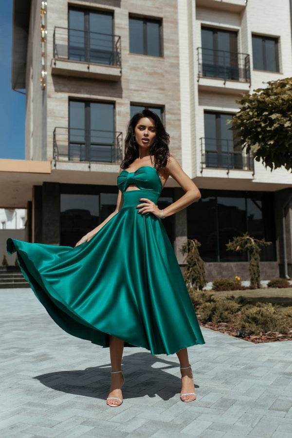 Rosine Satin Bustier Midi Dress
