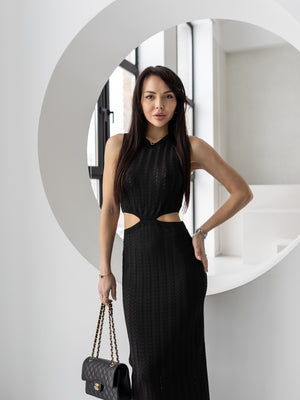 Alba Ribbed Knit Two-Piece – Black