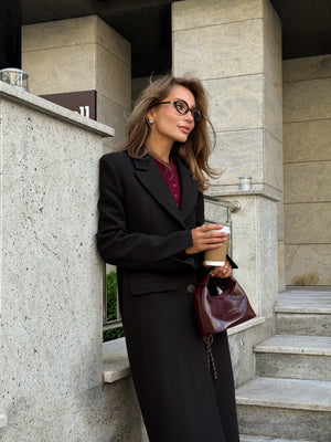 Irène Single-Breasted Wool Coat – Black