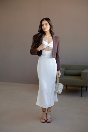 Isla Cropped Blazer – Brown