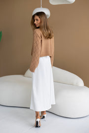 Jacinthe Fine Knit Cardigan in Camel