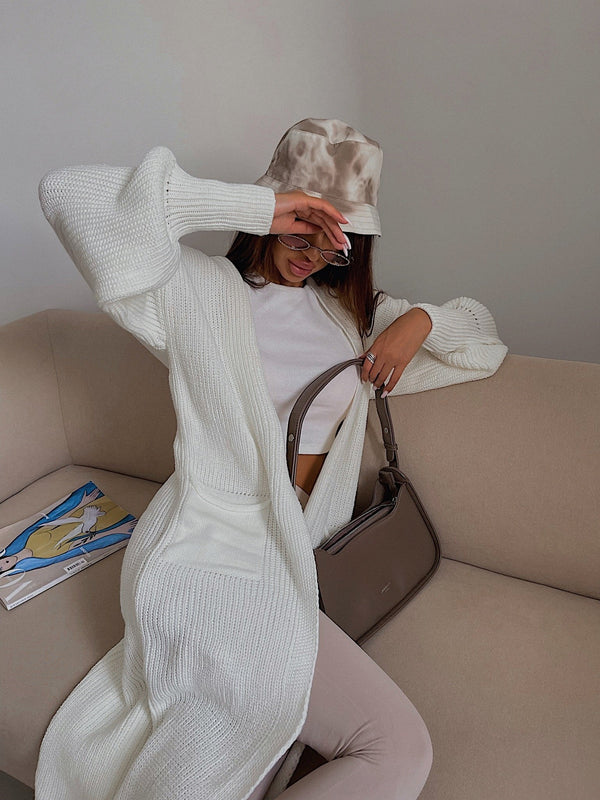 Selene Longline Cardigan – Milk White