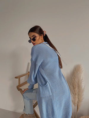 Selene Longline Cardigan – Blue