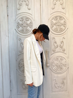 Hermine Oversized Longline Blazer – White