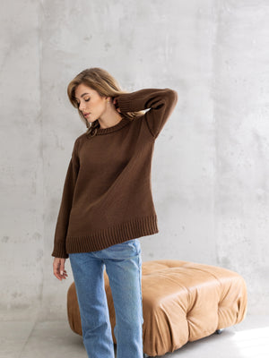 Marion Relaxed Crew Sweater – Brown