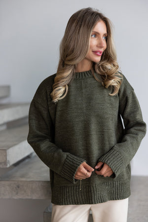 Marion Relaxed Crew Sweater – Khaki
