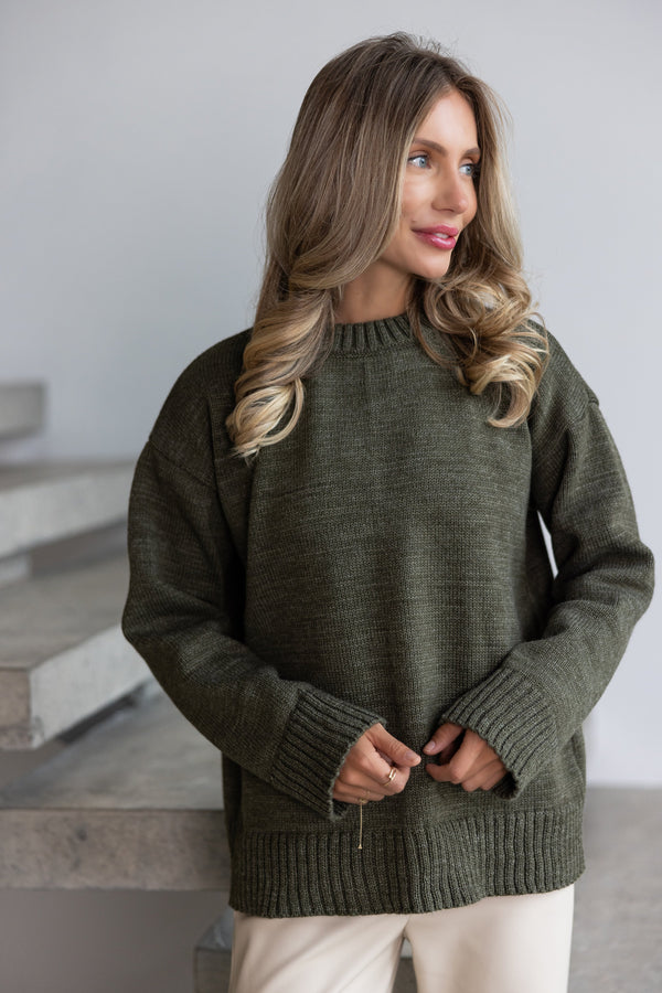 Marion Relaxed Crew Sweater – Khaki