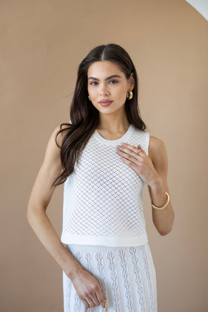 Ophélie Knit Top & Pleated Skirt Set – Milk White
