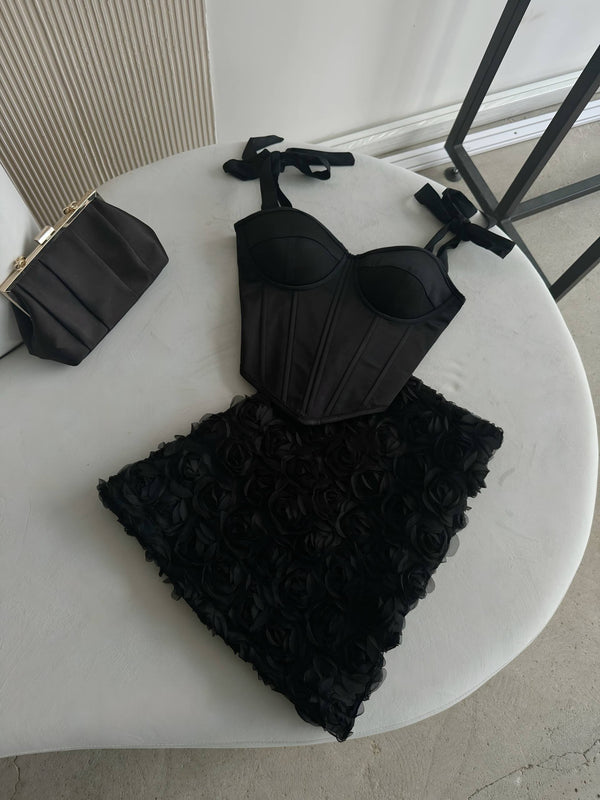 Émeraude Corset Top & Textured Skirt Set