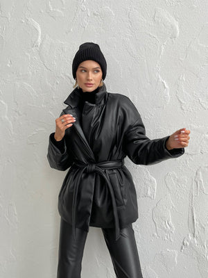 Théodora Quilted Belted Jacket – Black