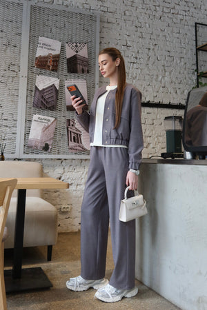 Solene Knit Lounge Set – Grey