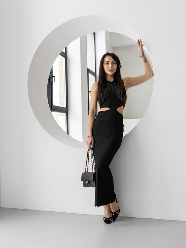 Alba Ribbed Knit Two-Piece – Black
