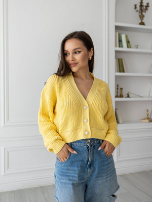 Willa Cropped Cardigan – Yellow