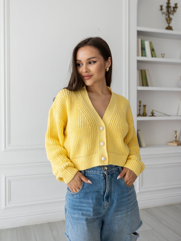 Willa Cropped Cardigan – Yellow