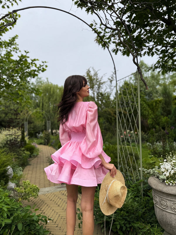 Noëlle Organza Balloon-Sleeve Mini Dress