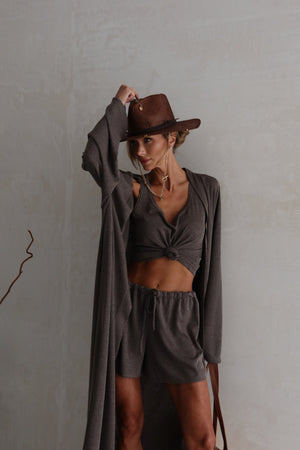 Albertine Knit Three-Piece Lounge Set – Charcoal