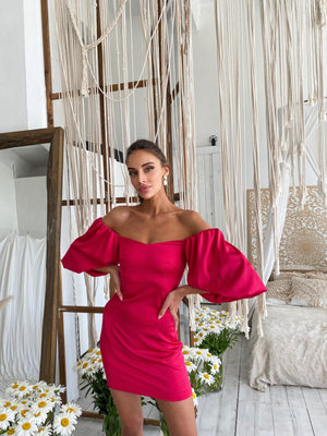 Sylvette Off-Shoulder Satin Mini Dress – Red