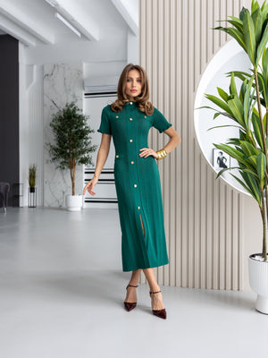 Margot Ribbed Midi Dress – Green