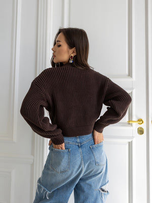 Willa Cropped Cardigan – Chocolate