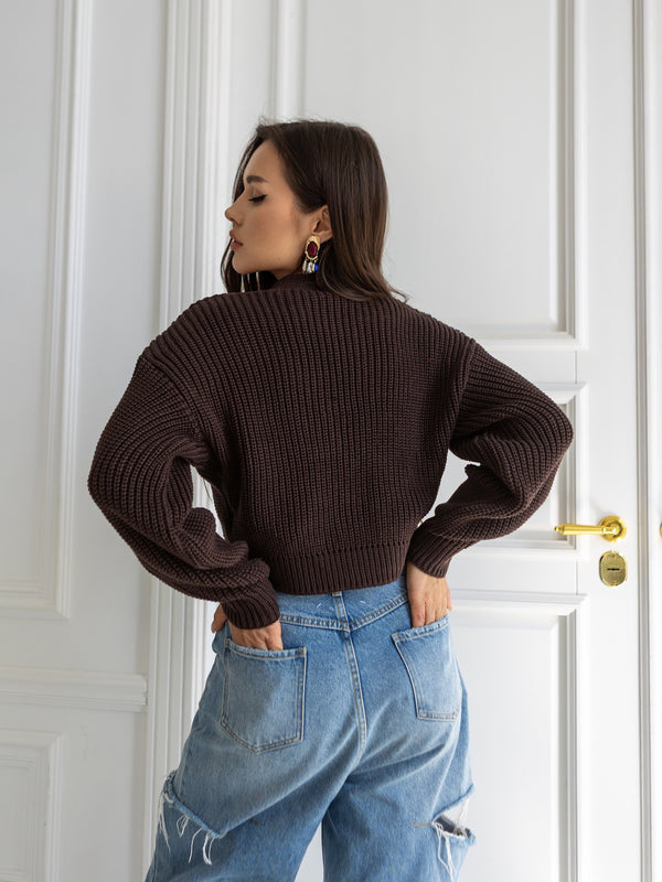 Willa Cropped Cardigan – Chocolate