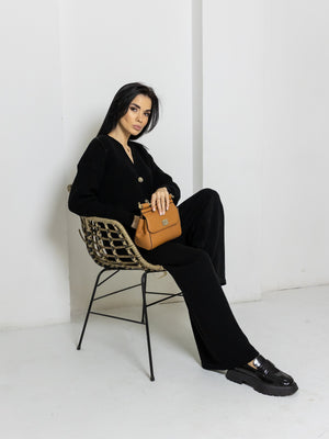 Adélaïde Knit Cardigan & Trouser Set – Black