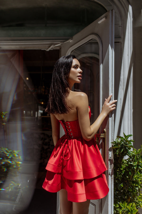 Valentine Strapless Tiered Mini Dress