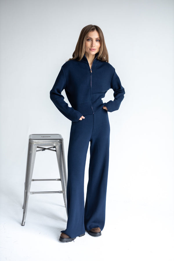 Charlotte Zip Bomber & Trouser Set – Blue