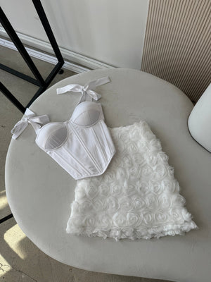 Émeraude Corset Top & Textured Skirt Set