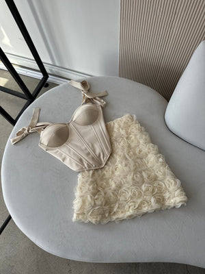 Émeraude Corset Top & Textured Skirt Set
