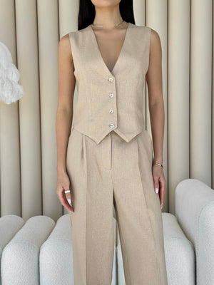 Blanche Waistcoat & Trouser Suit – Beige