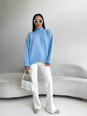 Maëlle Oversized Knit Sweater – Sky Blue