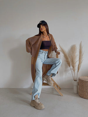 Selene Longline Cardigan – Camel