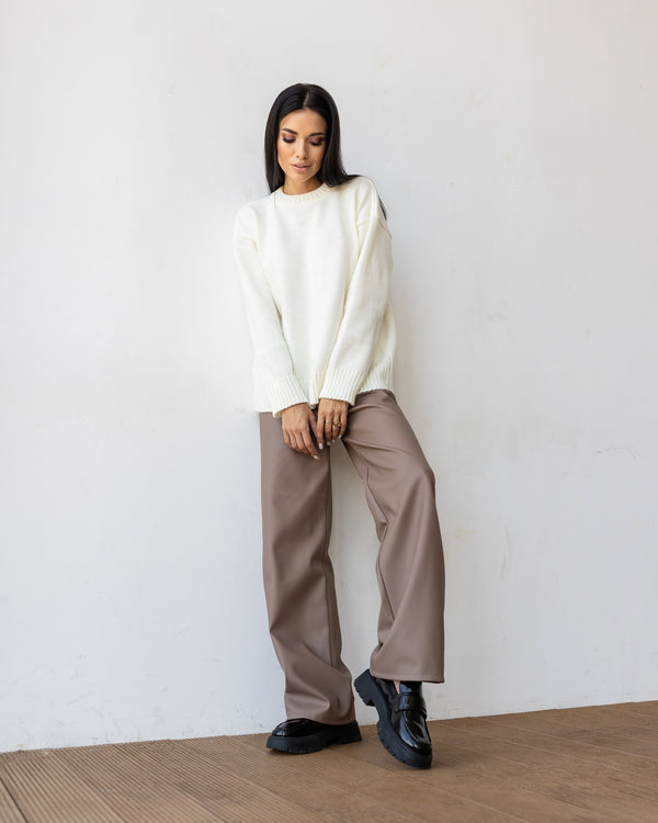 Marion Relaxed Crew Sweater – Milk White