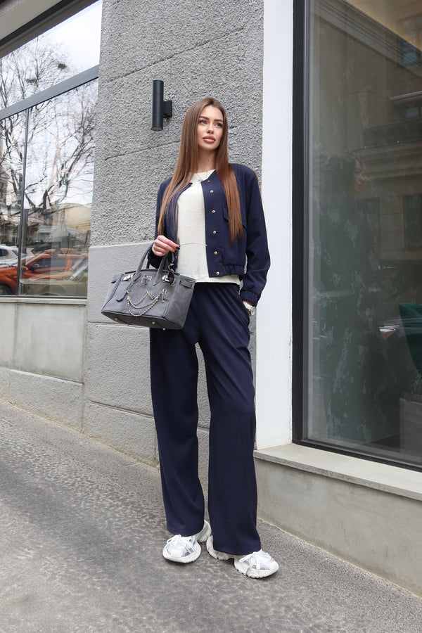 Solene Knit Lounge Set – Blue