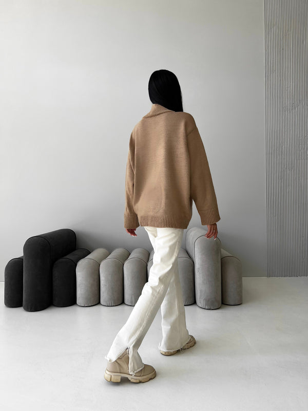 Maëlle Oversized Knit Sweater – Camel