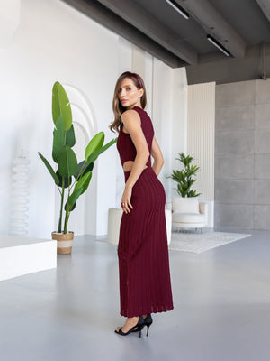 Alba Ribbed Knit Two-Piece – Burgundy