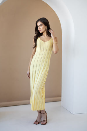Livia Ribbed Maxi Dress – Yellow